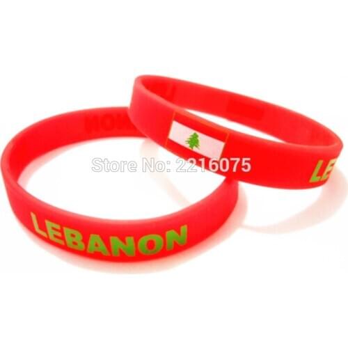 300pcs Flag Lebanon wristband silicone bracelets free shipping by DHL express