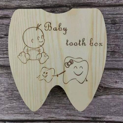 English/Spanish Wooden Baby Mini Tooth Box Organizer Milk Teeth Storage Umbilical Lanugo Save Collect Baby Souvenirs Gifts