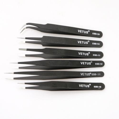 6Pcs Anti-static ESD Stainless Steel Tweezers Maintenance Tools Industrial Precision Curved Straight Tweezers Repair Tools 2019