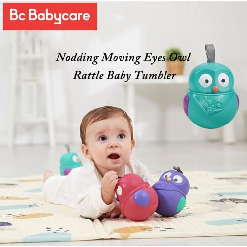 BC Babycare Cute Nodding Moving Eyes Owl Rattle Baby Hang Tumbler Toys Newborn Educational Tumbler With Bell Toys Children Kid