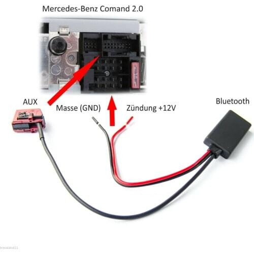 Bluetooth Adapter AUX Audio 18 Pin For Mercedes Benz A-Class C-Class CLK SL Comand 2.0 Radio W168 W202 W208 W209 W164 R129