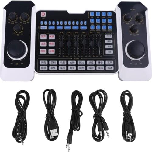 USB Rechargeble Bluetooth-compatible Mixer Headset Microphone Webcast Live Streaming Sound Card for Music Recording on