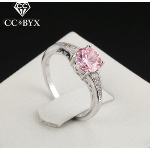 CC Jewelry Fashion Jewelry Rings For Women Simple Charm Cincin Wanita Pink Stone Ring Bridal Wedding Engagement Bijoux CC1171