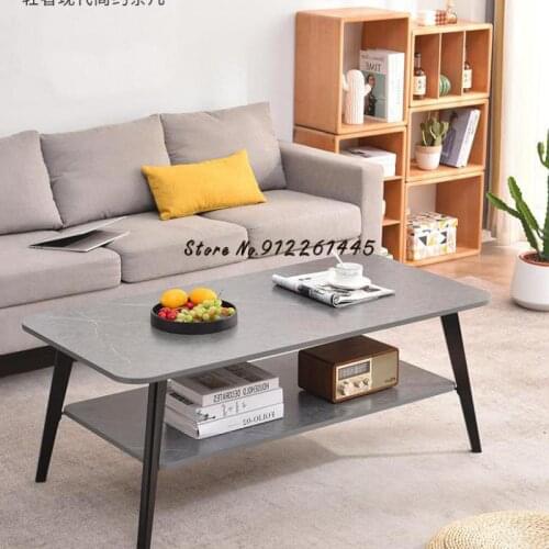 Tea Table Modern Light Luxury Imitation Rock Board Simple Table Double Deck Sofa Side Table Square Minimalist Small Family Livin