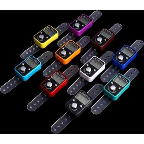 Digital Golf Sport Finger Hand Held Ring Tally Counter w/ Clock Time LCD Display