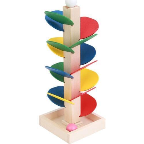 Wooden Colorful Tree Marble Ball Games Kids Intelligence Learning Education Scroll Toys For Children Assembly Wooden Toys