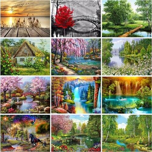 DIY Scenic 5D Diamond Painting Full Round Drill Mosaic Landscape Diamond Embroidery Cross Stitch Kits Wall Art Decor