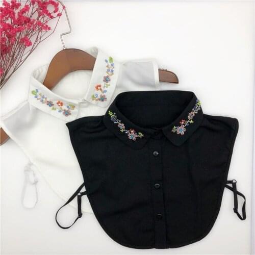 Elegant Women White Shirt Detachable Collar Female Half Shirt Handmade Flower Fake Collar Necklace Tie False Collar Nep Kraagie