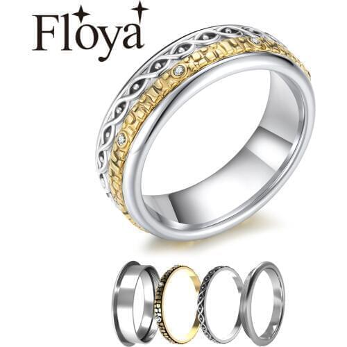 Floya Stackable Cuff Rings Knuckle Multilaye Band Ring Copper Accessories Combination Jewelry Stainless Steel Retro Finger Rings