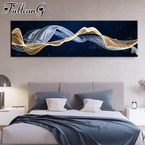FULLCANG Abstract Luxury Ribbon large mosaic painting diy full square round drill 5d diamond embroidery kits wall decor FC3554