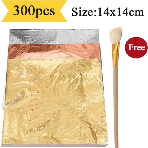 Imitation Gold Leaf Paper Copper Aluminum Gold Foil Leaf Sheets Gilding for Arts Crafts Gilded Home Decoration 100pcs 14x14cm