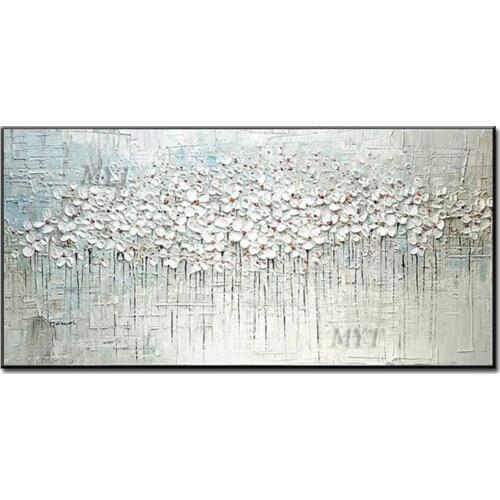 A Lot Of White Floret 3 D dimensional flower picture 100% Handpainted Wall Art Home Decor Picture Modern On Canvas Unframe