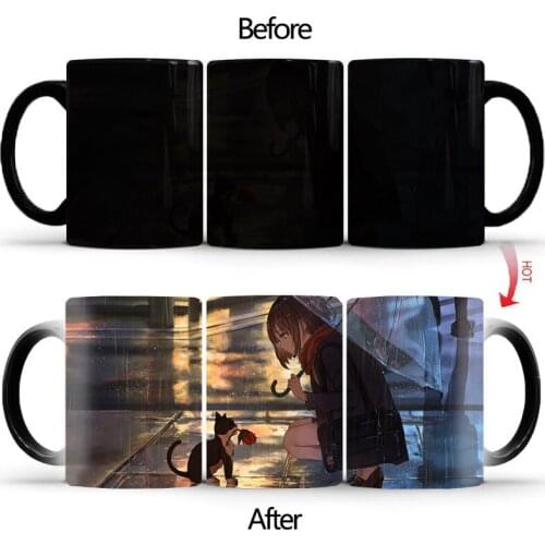 Kitten delivering flowers mug teacup changing color magic cup drinkware anime peripheral souvenir mugs BSKT-037