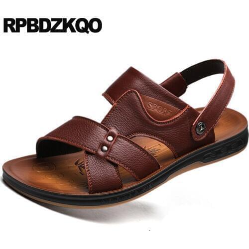 Leather Stud Rivet Summer Designer Shoes Men High Quality Slippers Native Sandals Fashion Outdoor Slides Open Toe Brown Sport
