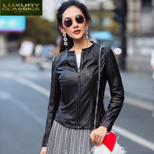 Jacket Genuine Leather Montone Women Short Slim Fit 100% Real Natural Sheepskin Coat Female Spring Autumn Outwear OT1752