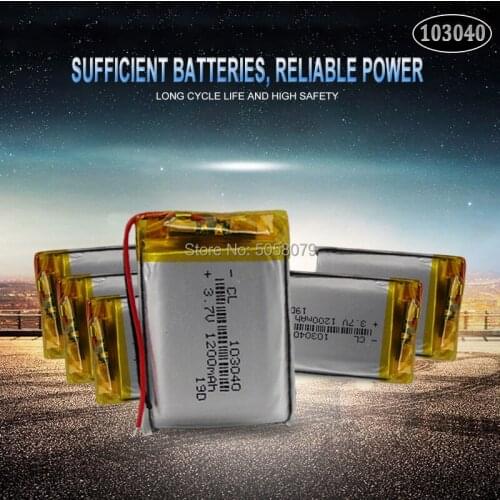 20pc 1200mAh 3.7V 103040 Lithium Polymer LiPo Rechargeable Battery For MP3 MP4 GPS PSP VR DVR DVD mobile video game Tablet Pow