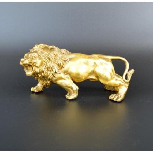 Copper crafts Good copper lion Large decoration bronze factory Pure Brass statue Table ornaments