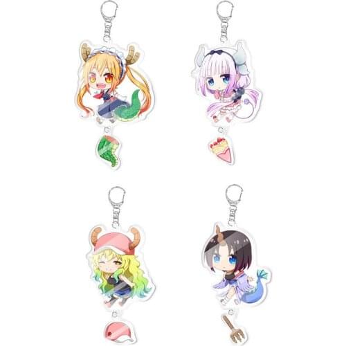 Miss Kobayashis Dragon Maid Anime Toru Kanna Kamui Acrylic Pendant Figure Keychain Keyring Collection Model Toy Gifts