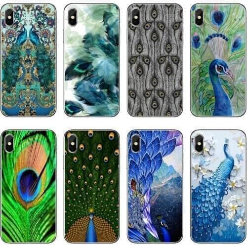 Male peacock feather soft Transparent Phone Case For Huawei P30 P20 Pro P10 P9 P8 Lite Y5 Y6 Y7 Y9 P Smart Plus 2018 2019