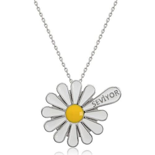 Real Silver 925 Jewelry Silver Loves Daisy Lady Necklace