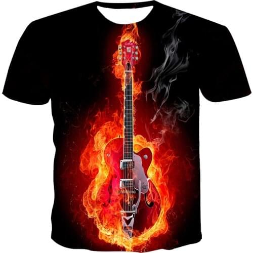 2021 New Summer Unisex Couple Short-Sleeved T-Shirt 3D Printing Passionate Guitar Crew Neck Pullover XXS-6XL Wholesale