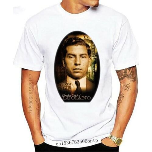 New Charles Lucky Luciano Vintage T Shirt Mafia American Men Black S 5Xl