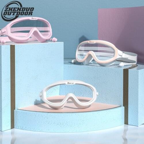 Swimming glasses female myopia diving equipment with earplug set waterproof anti-fog high-definition large frame