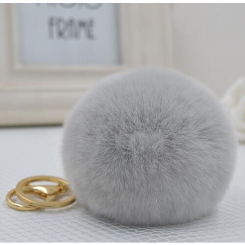 Wholesales 17 color Fluffy Rabbit Fur Pompom Keychain Women Bag Charm Real Natural Fur Balls Genuine Fur Pom Poms Key Chain f252