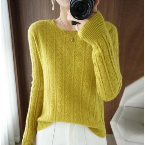 Lafarvie Autumn Winter Wool Blends O Neck Knitted Sweater Women Tops Female Pullover Clothing 2021 Oversized Hollow Out Jumper