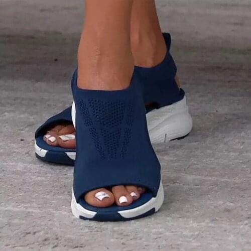 2021 Sandals Women Summer Open Toes Womens Sandal Slip-On Women Platform Shoes Hollow Out Sandals Ladies All-Match Female Shoes