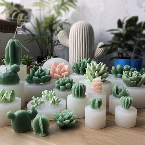 3D Cactus Tree Succulents Silicone Mold For Jelly Chocolate Ice Making Cake Baking Gypsum Wax Concrete Mould DIY Resin Art Tools