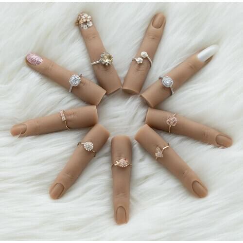 Silicone Plastic Practice Fake Finger Nail Art Model Finger Tool Adjustable DIY Acrylic UV Gel Manicure Nail Tools For Training