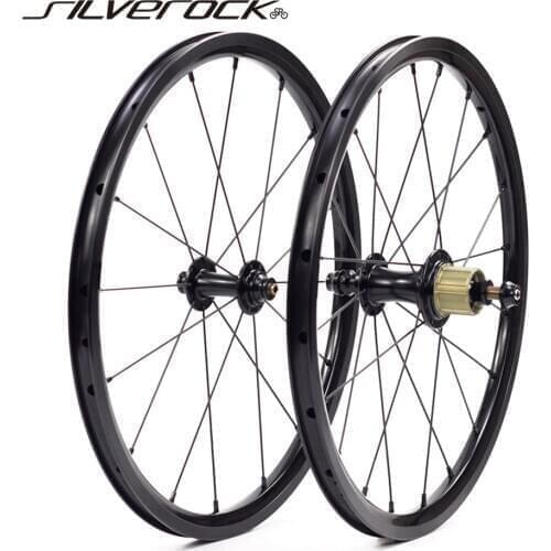 SILVEROCK Wheelset 5-7 Speed 16 x1 3/8" 349 Kinlinnbr Rim Jump Hole For 3sixty Brompton Ultralight Folding Bike Wheels 830g