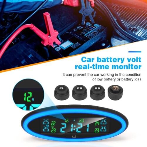 TY100 Spare Tyre Internal External Sensor TPMS with 2-Color Ambient Lights Universal Tire Pressure Monitoring System