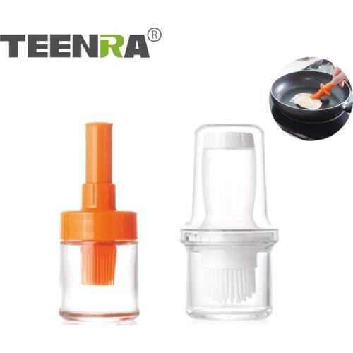 TEENRA Silicone BBQ Brush Easy To Clean Barbecue Oil Brush With Lid And Oil Pot Heat-resisting Kitchen Cooking Tools