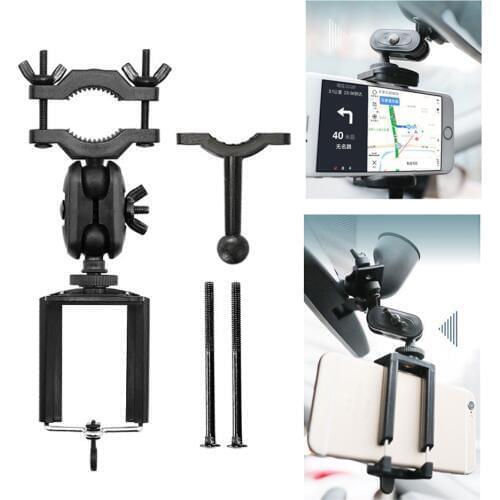 Universal Car Phone Holder Rear View Mirror Mount Stand Hold Adjustable for Mobile Phone GPS Display Bracket Accessories