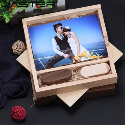 JASTER LOGO Walnut Wooden+box usb flash drive 4GB 8GB 16GB 32GB 64GB usb2.0 custom made best gift pendrive