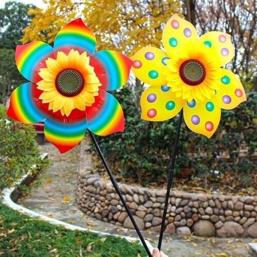 Sunflower Windmill Colourful Wind Spinner Home Garden Decor Yard Kids Toy