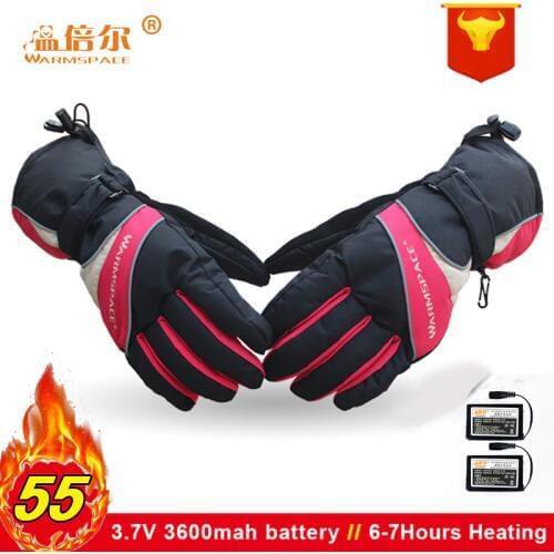 Warmspace Electric Rechargeable battery Heated Gloves Smart Control Warm Gloves Winter outdoor waterproof sports ski bicycle