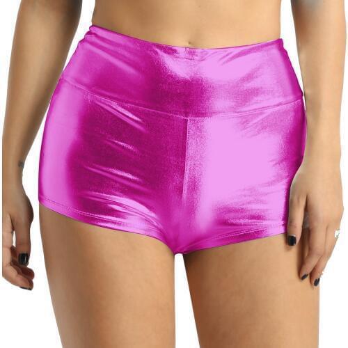 Womens Pole Dance Shorts Rave Clothes Shiny High-waisted Pole Dance Gymnastics Workout Rave Clothing Shorts Bottoms for Sports