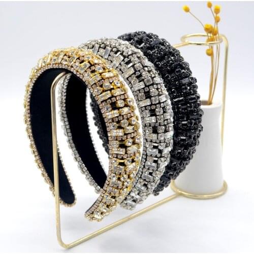 Womens Diamond Baroque Rhinestone Headband Prom Hair Accessories Party Headwear Bridal Wedding Headband Fashion Jewelry