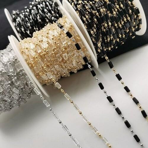 1 Meter Round Tube Glass Beads Necklace Chain Metal Copper Necklace Chains for Jewelry Making Diy Handemade Crafts Supplies
