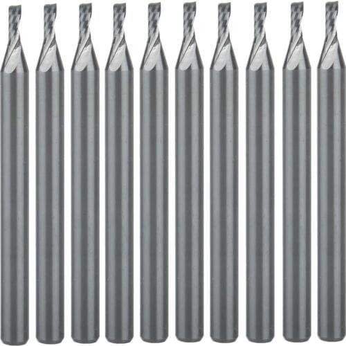 10pcs 3.175*1.5*4MM Single Flute Bit Carbide End Mill Set, CNC Router End Mills for Wood Cutter Milling