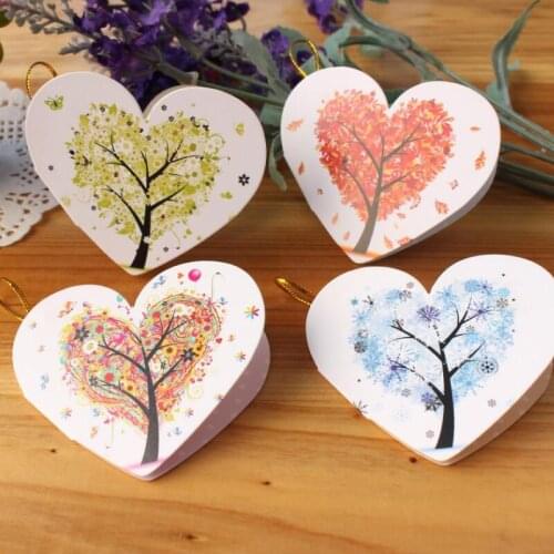 100pcs/lot Mini Heart Shape Hang Gift Cards Thanksgiving Mothers Day Wish Card Sling Rope Wishing Small Greeting Card