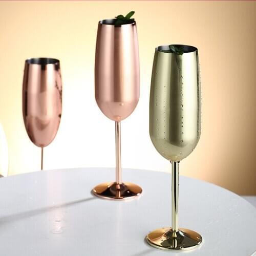 2Pcs/Set Stainless Champagne Glasses Brushed Gold Wedding Toasting Champagne Flutes Drink Cup Party Marriage Wine WY71117