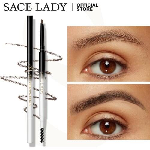 2 In 1 Eyebrow Pencil Ultra Fine Triangle Tint Cosmetics Long Lasting Eyebrow Waterproof Black Brown Eyebrow Pencil Makeup