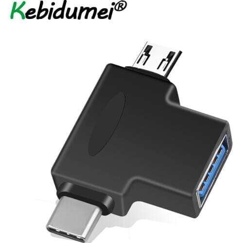 2 In 1 Phone OTG Adapter Data Cable Micro USB & Type C To USB 3.0 Converter Charging Data Sync Cable For Huawei For Samsung