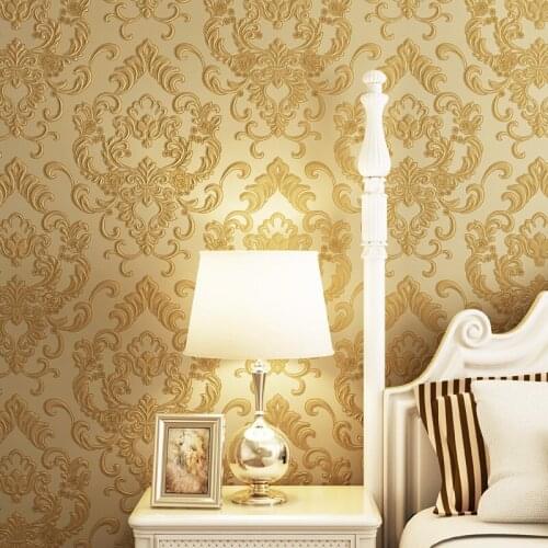 3d Papel de Parede European Style Embossed Golden Vinyl Damask Wallpaper for Bedroom 3d wall paper 3d Wallcoverings 6 colors