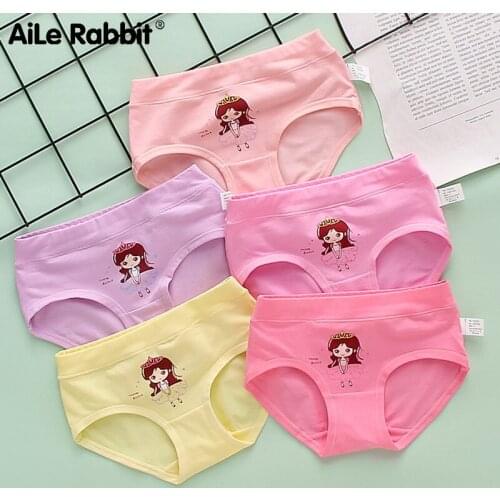 Girls' Underwear Kids Panties Shorts Cartoon Cat Pattern 5pieces Lot For Girls 4-12 Toddler Boxer Briefs Youth Cotton Briefs