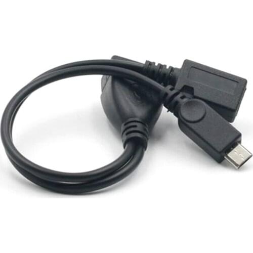 500pcs 2 in 1 OTG Micro USB Host Y Spitter Adapter to Micro 5 Pin Male Female Cables for Xiaomi Samsung Android Phone